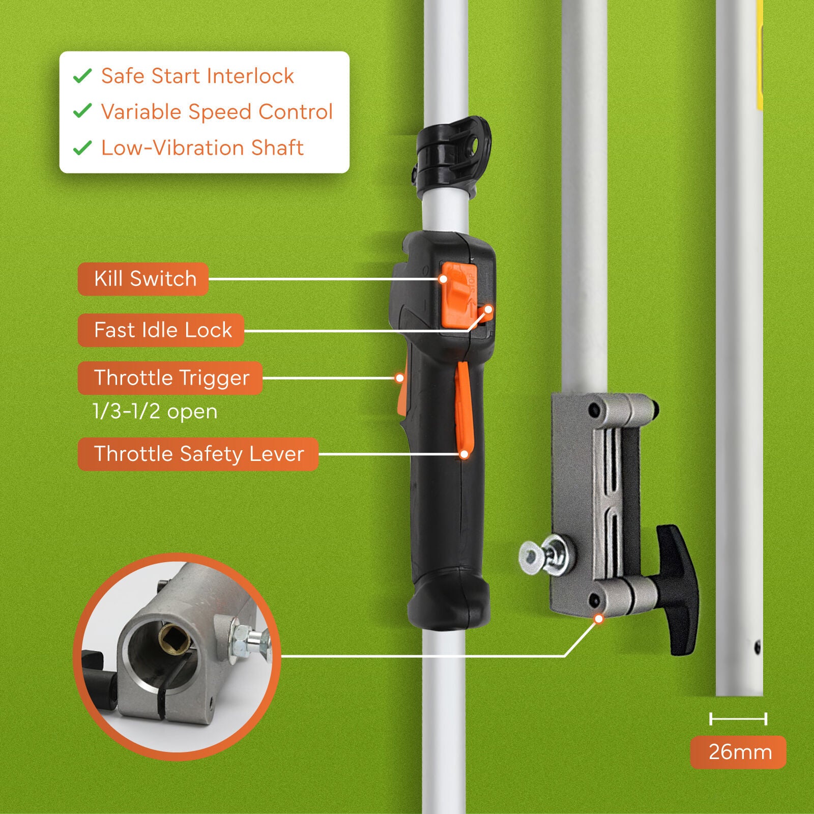 Dynamic Power 26cc Petrol Whipper Snipper Brush Cutter + 1 Blade