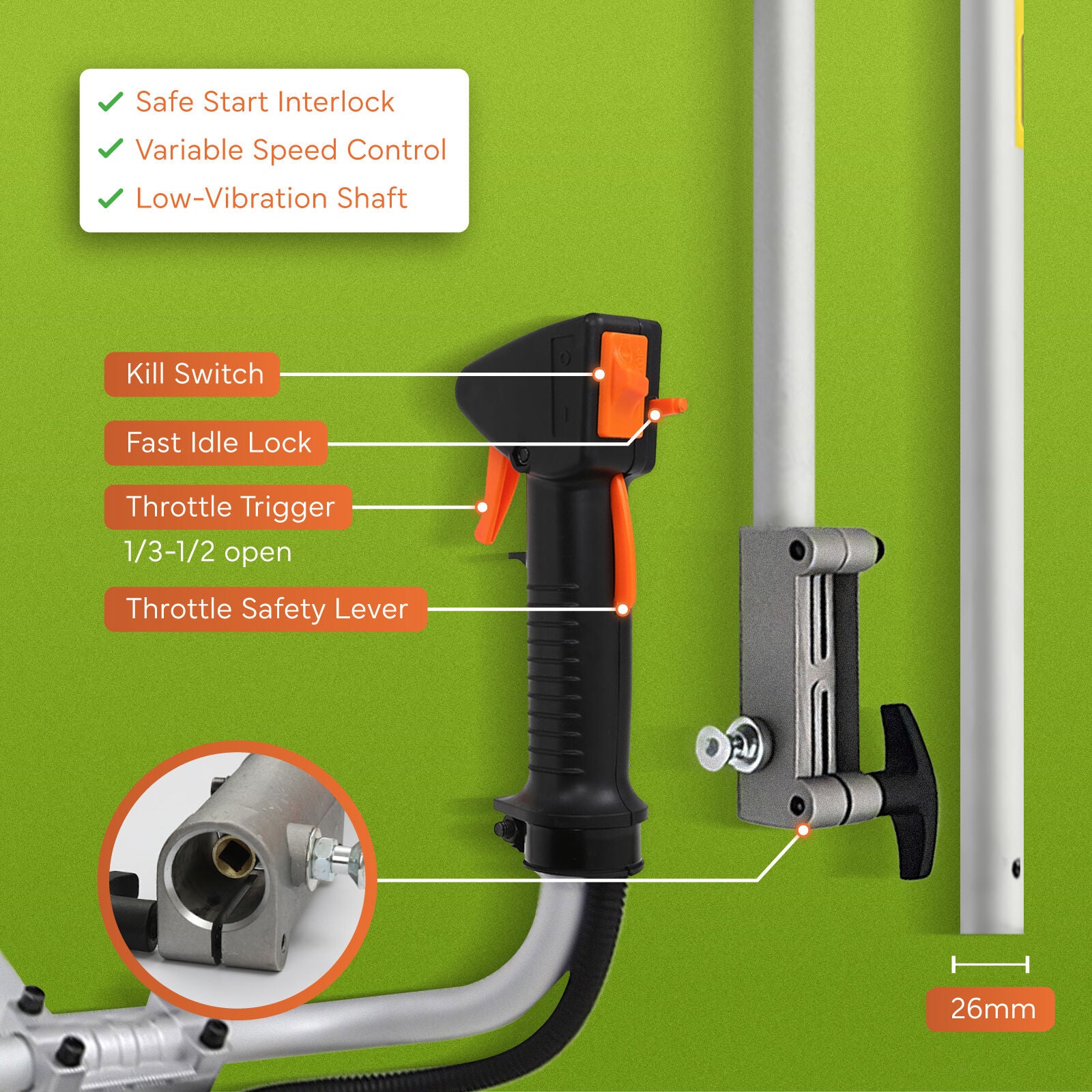 Dynamic Power 43cc Petrol Whipper Snipper Brush Cutter + 4 Blade