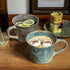 2X Reactive Glazed Ceramic Organic Coffee Mug 350ml Natural EARTHY GREY BLUE