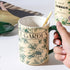 2X High-Fired Ceramic Porcelain Mug Set with Lid 400ml Vintage Floral Tea Spoon GREEN