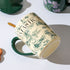 2X High-Fired Ceramic Porcelain Mug Set with Lid 400ml Vintage Floral Tea Spoon GREEN