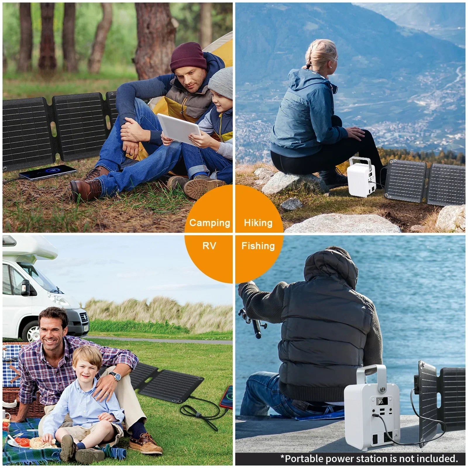 40W Solar Panel Portable Charger  Power Generator Foldable