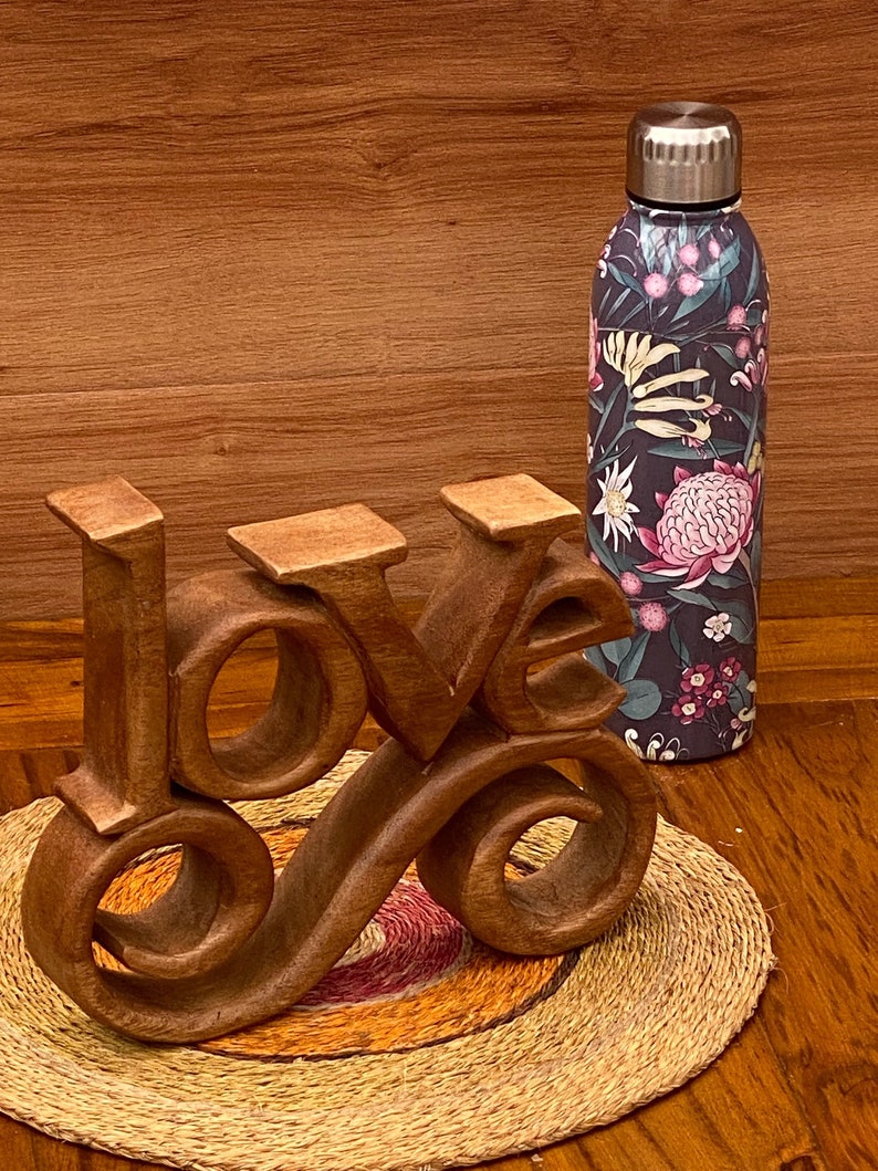 Wooden carved LOVE words decoration 27 cm long