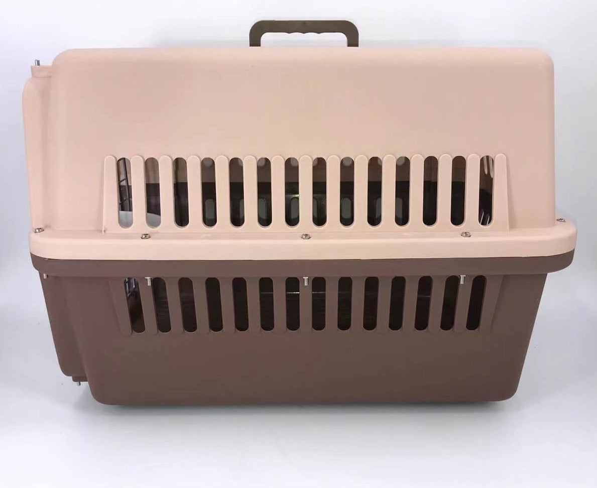 Large Airline Dog Cat Crate Pet Carrier Cage With Tray And Bowl Brown