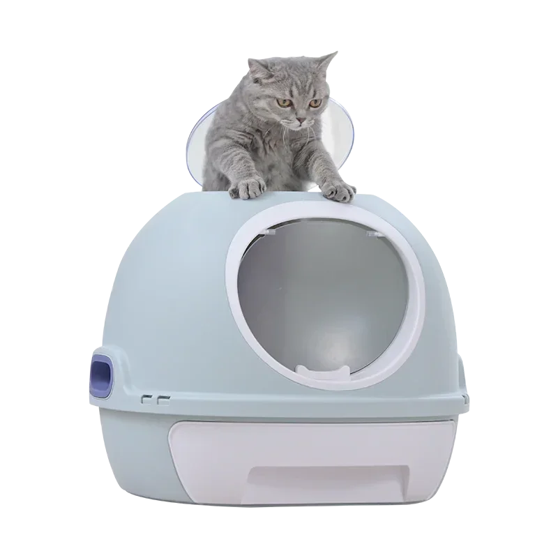 YES4PETS Hooded Cat Toilet Litter Box Tray House With Drawer & Scoop Blue
