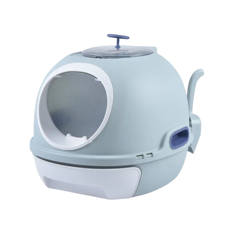 YES4PETS Hooded Cat Toilet Litter Box Tray House With Drawer & Scoop Blue