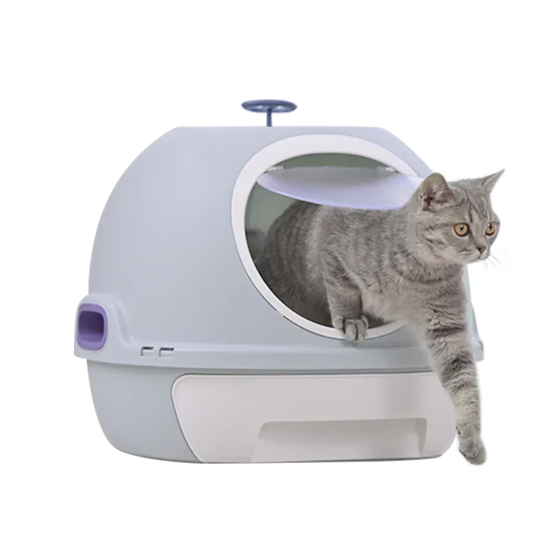 YES4PETS Hooded Cat Toilet Litter Box Tray House With Drawer & Scoop Blue