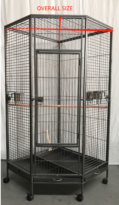 162cm Large Corner Bird Cage on Wheels, Parrot Aviary with Perches & 3 Feeders