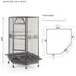 YES4PETS 161 cm XL Corner Bird Cage Pet Parrot Aviary Perch Castor Wheel Stand Black Silver