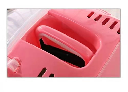 Small Portable Travel Dog Cat Crate Pet Carrier Cage Comfort With Mat-Pink