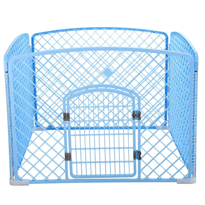 YES4PETS 4 Panel Plastic Pet Pen Pet Foldable Fence Dog Fence Enclosure With Gate Blue- M