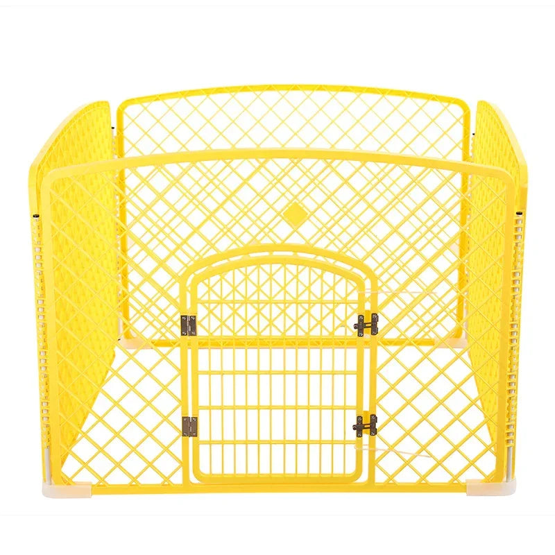 YES4PETS 4 Panel Plastic Pet Pen Pet Foldable Fence Dog Fence Enclosure With Gate Yellow