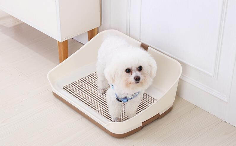 YES4PETS Medium Portable Dog Rabbit Potty Training Tray Pet Puppy Toilet Trays Loo Pad Mat With Wall Brown