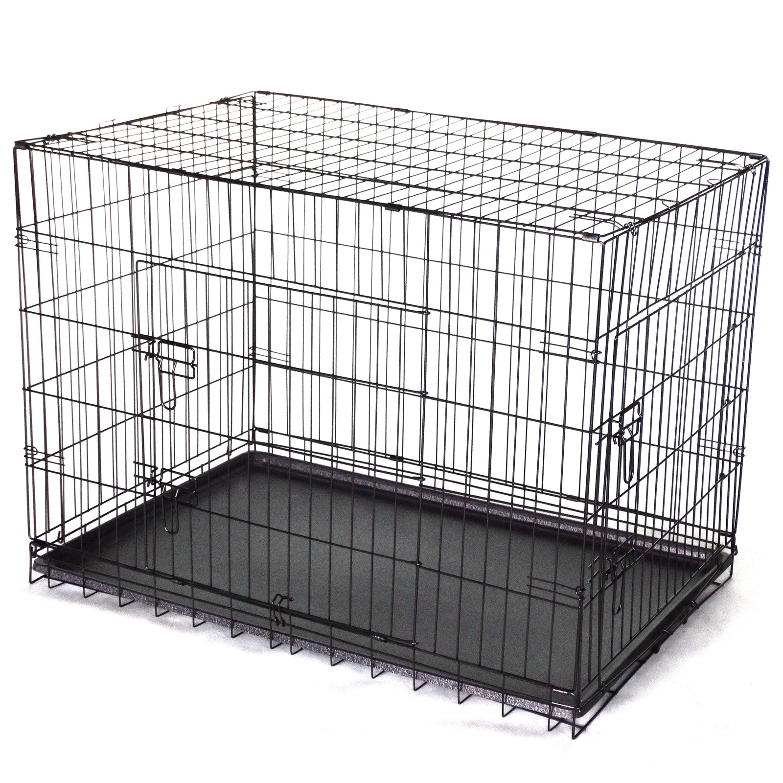 24' Collapsible Metal Dog Rabbit Crate Puppy Cage Cat Carrier With Divider