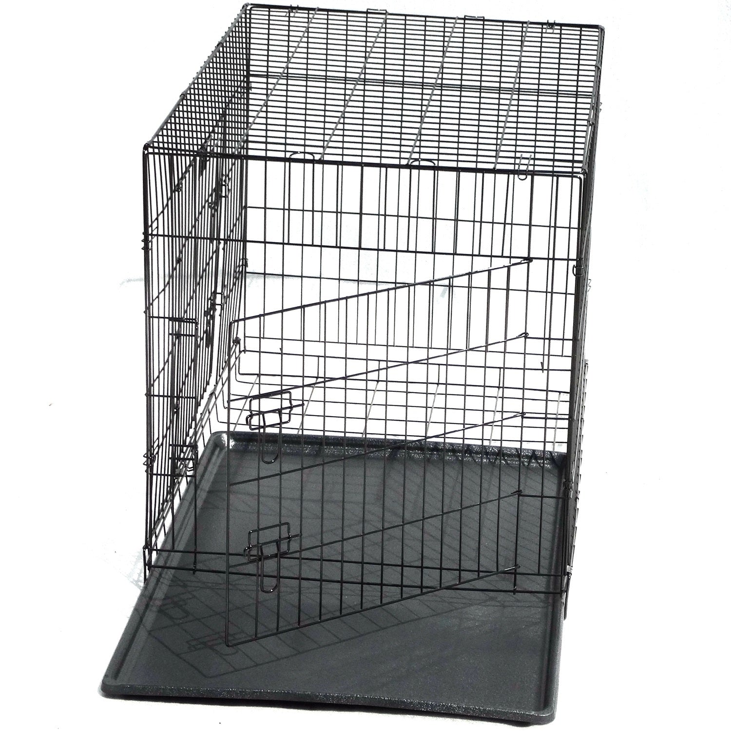 48' Collapsible Metal Dog Cat Crate Cat Rabbit Puppy Cage With Tray