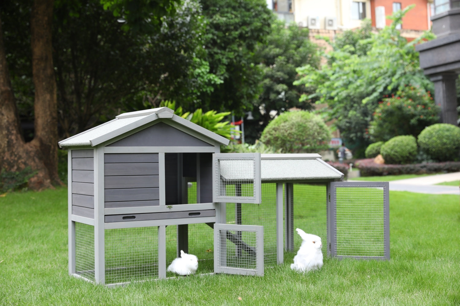148cm Rabbit Hutch Quail Run Wooden Cage Guinea Pig Cage House