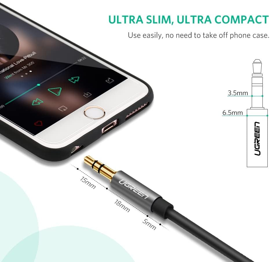 UGREEN 3.5mm Male to 3.5mm Female Extension Cable 3m Black 10595
