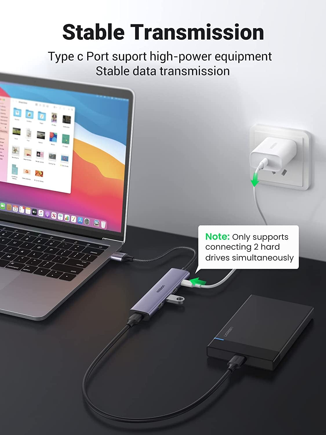 20805 USB 3.0 4-Port Hub with USB-C Power Port