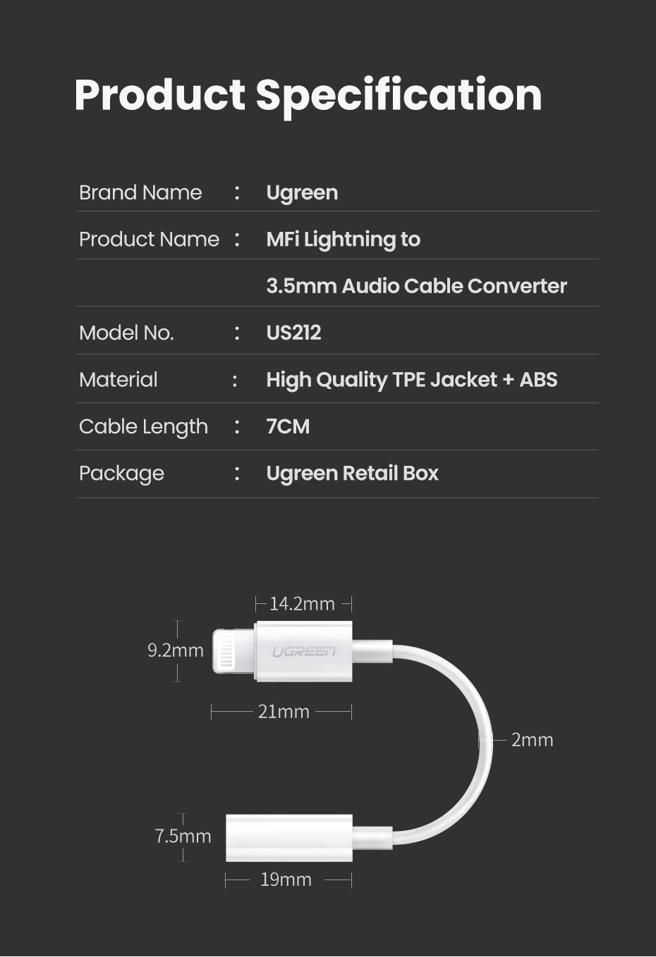 30759 iPhone 8-pin to 3.5mm Headphone Adapter