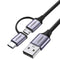 30875 2-in-1 USB-A to Micro USB / USB-C Cable 1m