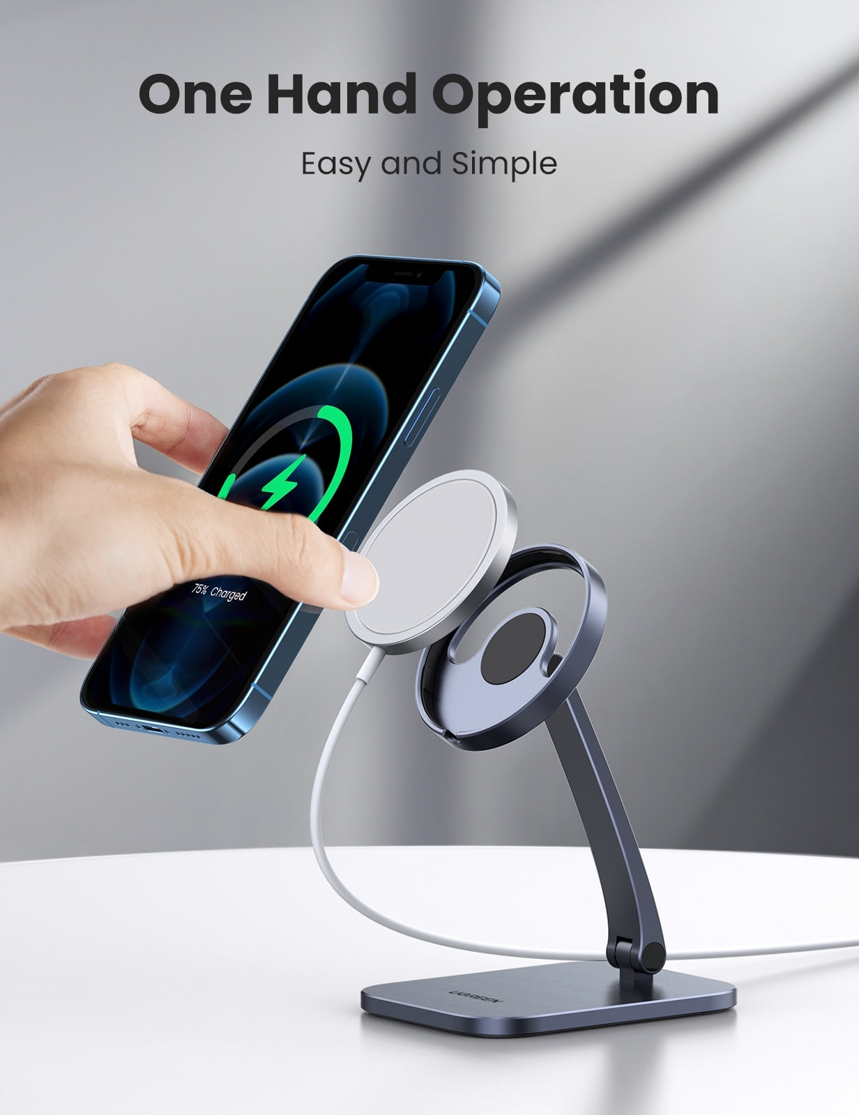 40290 Desk Adjustable and Foldable Aluminum Magsafe Charging Stand