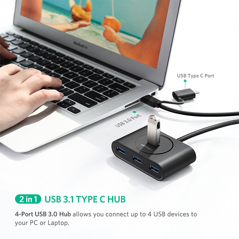USB 3.0 Hub With Type C port Black 1M 40850