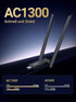 UGREEN 50341 AC1300 Dual-Band USB3.0 Wi-Fi Adapter 867Mbps 5GHz, 2x 5dBi Antennas, 50m Range, for PC/Laptop