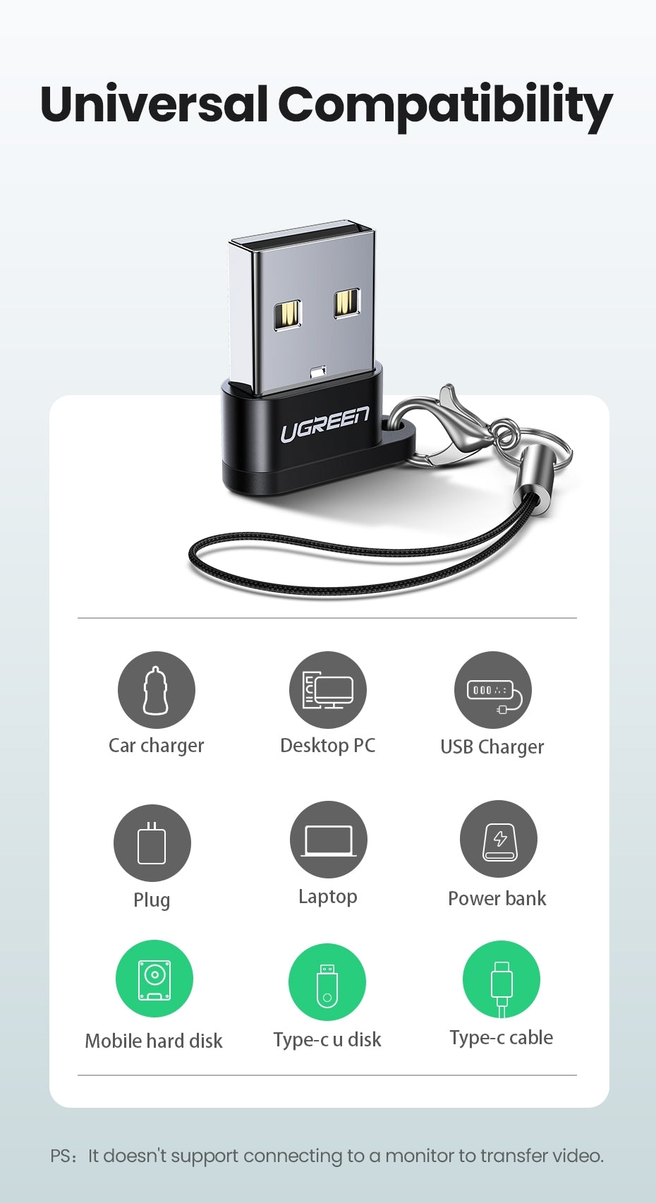 UGREEN 50568 USB-C 3.1 Female to USB-A 2.0 Male Adapter