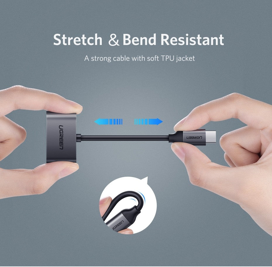 TypeC to 3.5mm Audio + TypeC Female Adapter Aluminium 50596