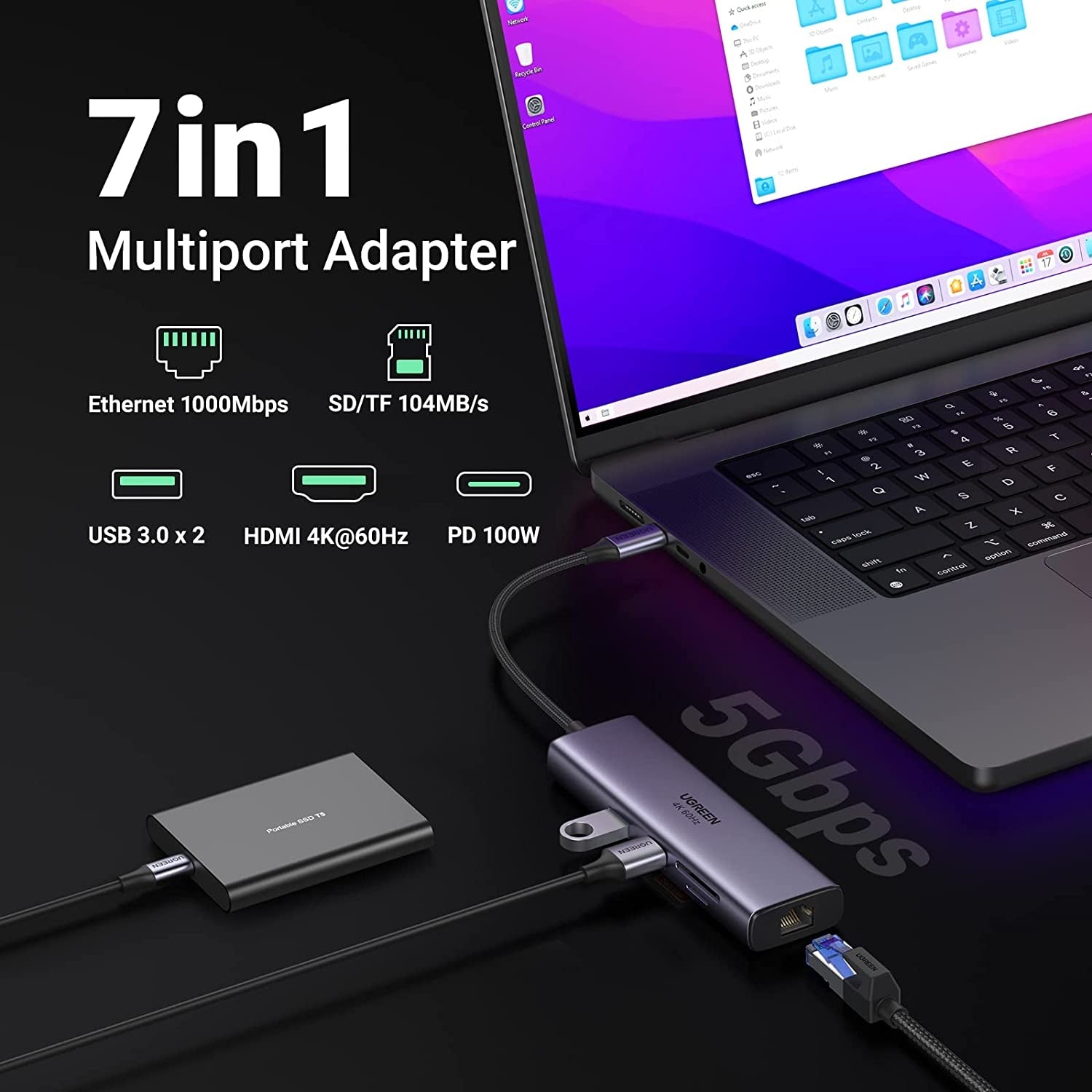 60515 USB-C to HDMI/Ethernet Adapter with Card Reader