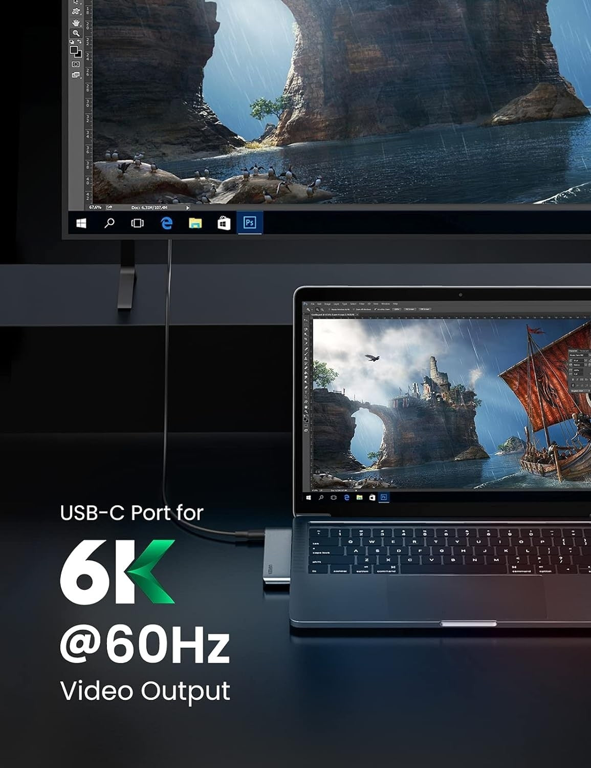 60560 USB-C Hub for MacBook Aluminum Type-C Adapter with 3 USB 3.0 100W