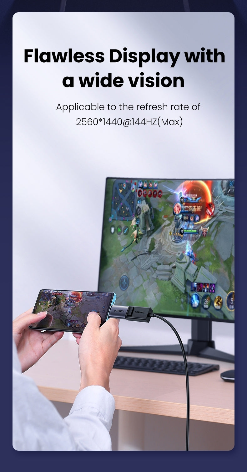 70451 USB-C Male to DP Female Adapter Aluminium Case 4K/2K 60Hz (Dark Gray)