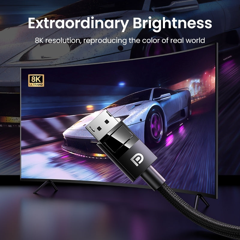 80390 DP V1.4 Male to Male Plastic Case Braided Cable 1M