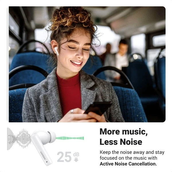 90206 HiTune T3 Active Noise-Cancelling Wireless Earbuds (White)