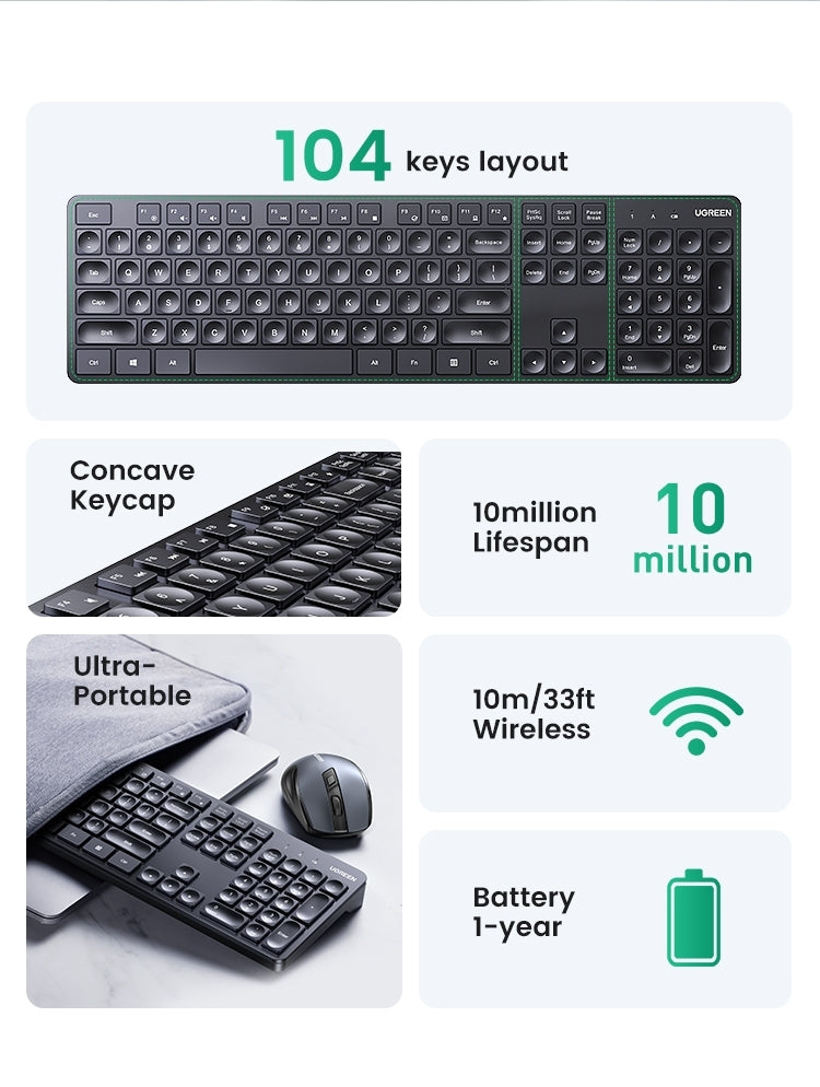 UGREEN 90250 104-Key layout 2.4G Wireless Keyboard