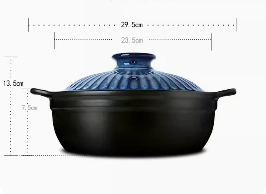 Color King 1600ml Stone Casserole with Lid PFOA Free Oven Microwave Safe Blue