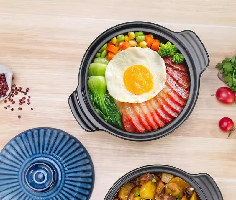Color King 1600ml Stone Casserole with Lid PFOA Free Oven Microwave Safe Blue