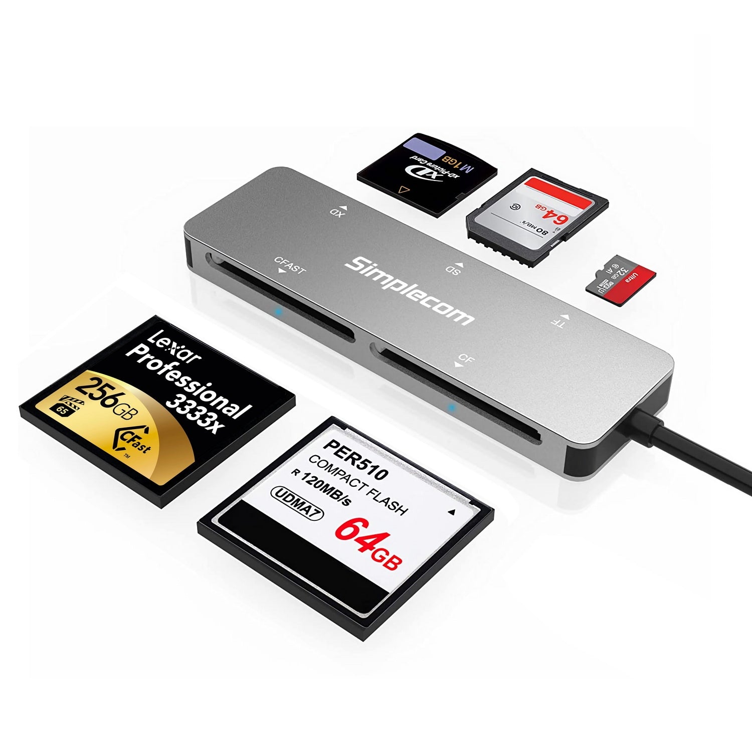 CR407 5-Slot SuperSpeed USB 3.0 and USB-C to CFast/CF/XD/SD/MicroSD Card Reader