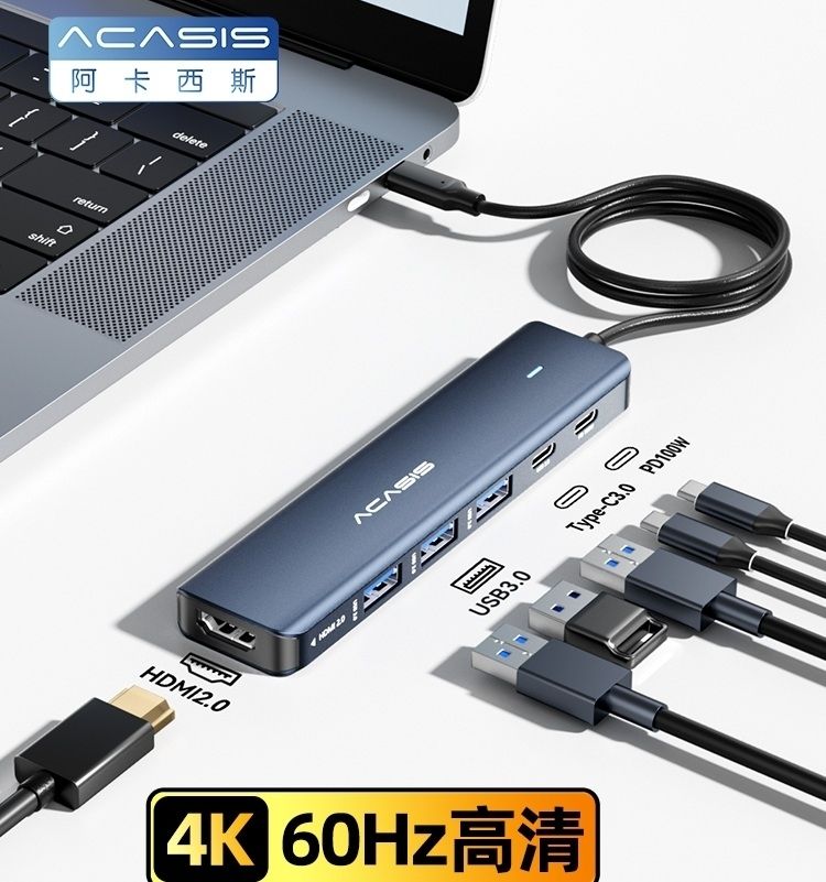 DS9901 6-in-1 USB-C Hub: 4K HDMI, 3x USB-A 3.0, USB-C x 1 100W PD x 1