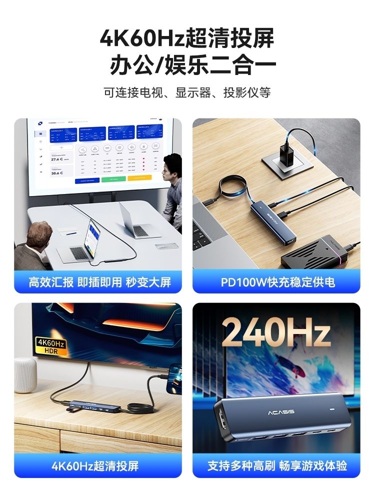 DS9901 6-in-1 USB-C Hub: 4K HDMI, 3x USB-A 3.0, USB-C x 1 100W PD x 1