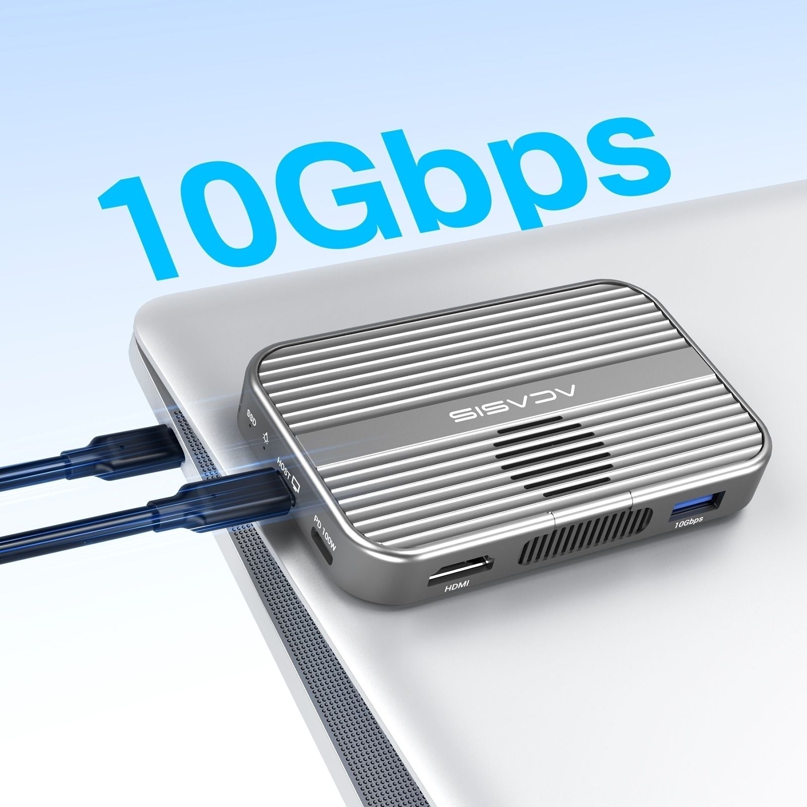 ACASIS EC1401 SSD+ 6-in-1 USB-C Docking Hub 10Gbps HDMI 4K 60Hz, USB-A, USB-C, PD, SD/TF Magnetic for I-phone 12-17