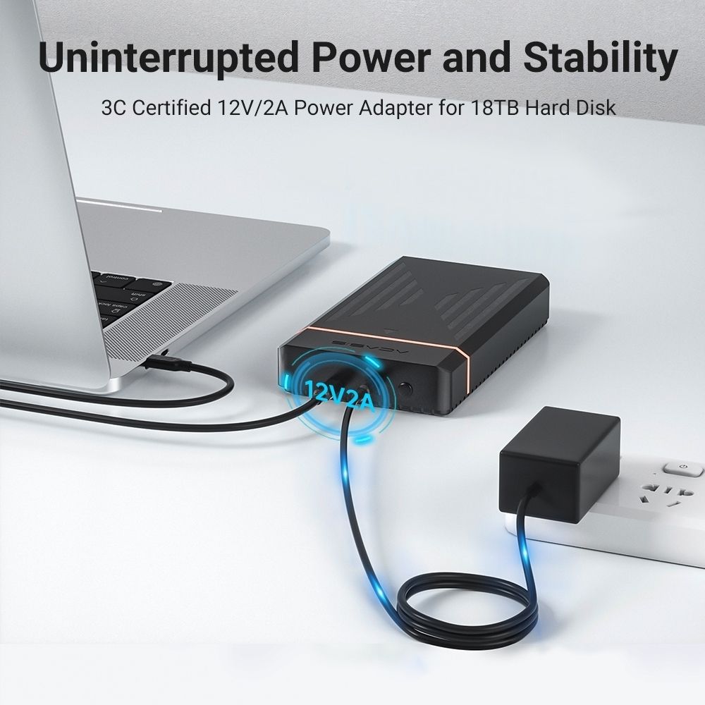 EC-5351C 3.5" SATA HDD Protocols Enclosure - USB3.2 Gen1 5Gbps Max 30TB with AC Power Supply