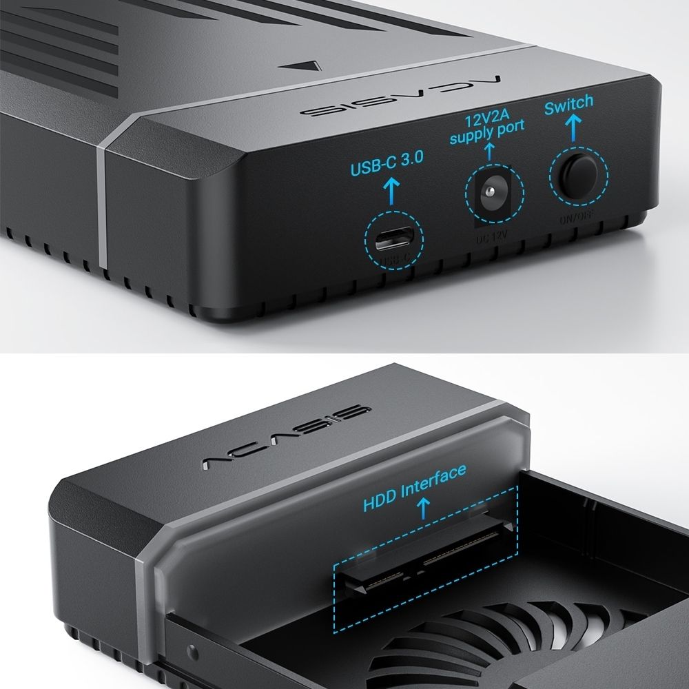 EC-5351C 3.5" SATA HDD Protocols Enclosure - USB3.2 Gen1 5Gbps Max 30TB with AC Power Supply
