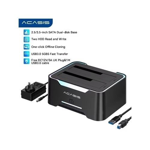 ACASIS EC-6104 Dual Bay 2.5/3.5" SATA HDD SSD Enclosure USB 3.2 5Gbps 60TB