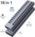 HS-716MG USB 3.2 Gen2 10Gbps 12V/8A 16 Port USB-A + On/Off Switch with AC Power Adapter for PC & Laptop