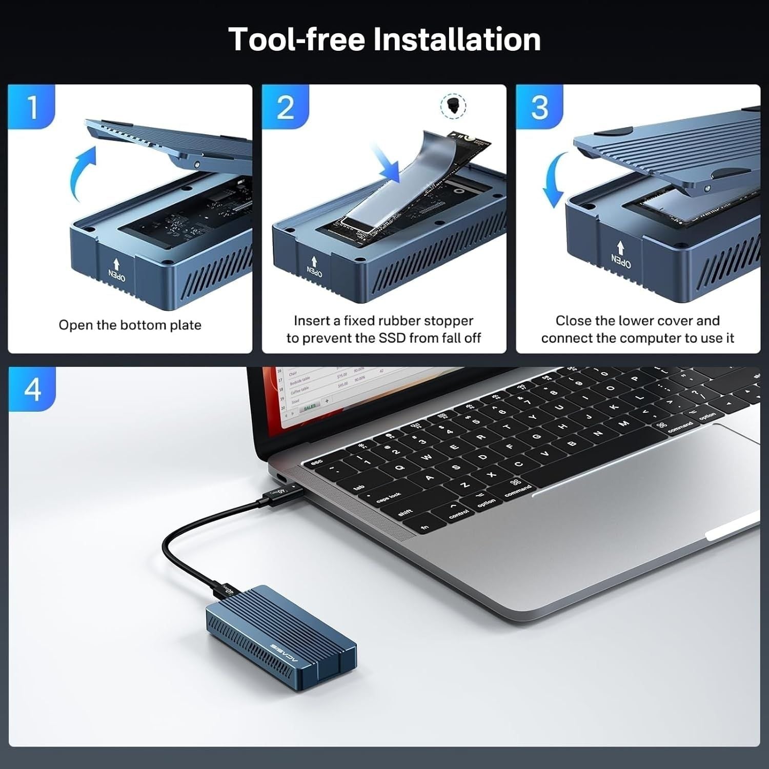 TBU405PRO USB4 NVMe M.2 SSD Enclosure 40Gbps 2280 w/ Cooling Fan