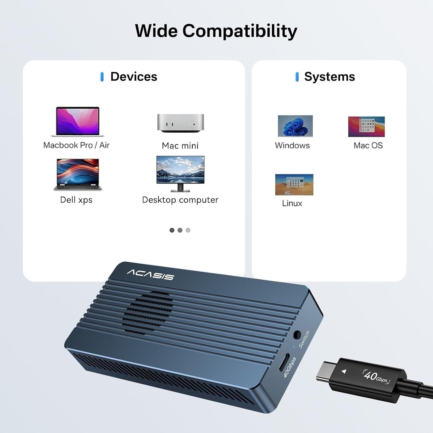 TBU405PRO USB4 NVMe M.2 SSD Enclosure 40Gbps 2280 w/ Cooling Fan