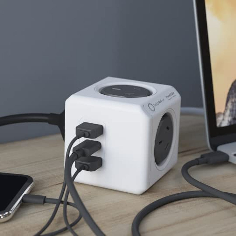 PowerCube Extended 4 Outlets 2 USB-A + 1 USB-C PD 20W with Surge 1.5M Grey (11407-AUEUAC)