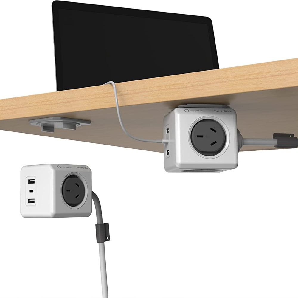PowerCube Extended 4 Outlets 2 USB-A + 1 USB-C PD 20W with Surge 1.5M Grey (11407-AUEUAC)