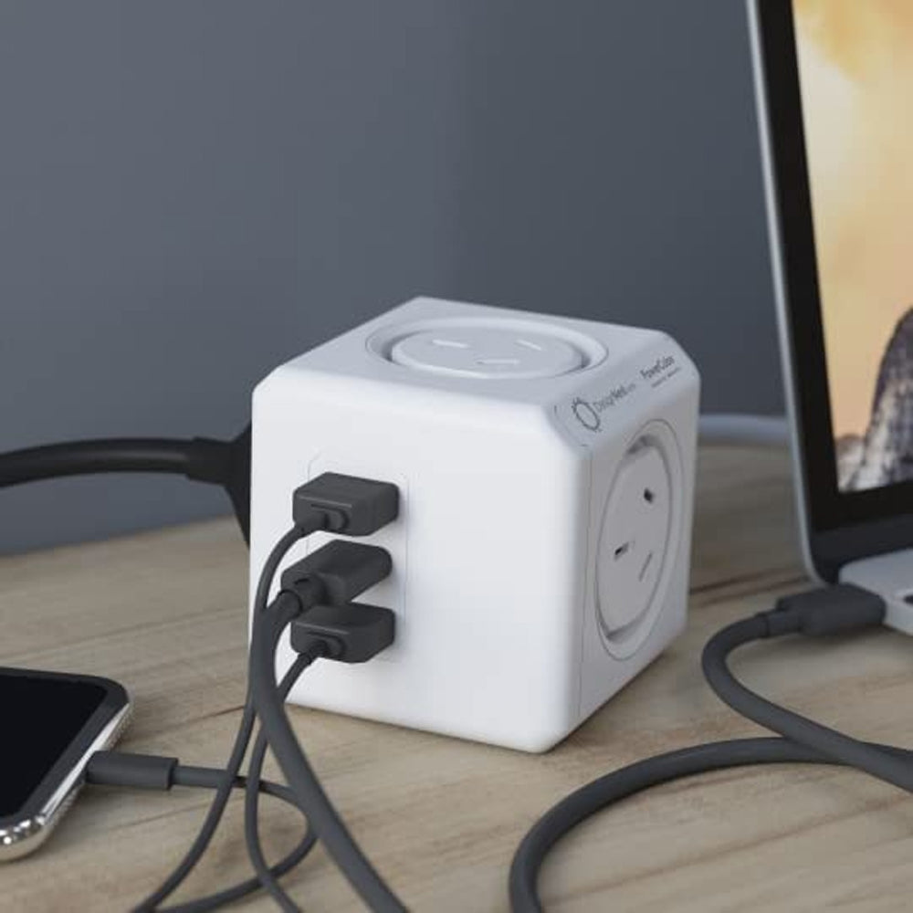 PowerCube Extended 4 Outlets 2 USB-A + 1 USB-C PD 20W with Surge 1.5M White (11407-AUEUAC)